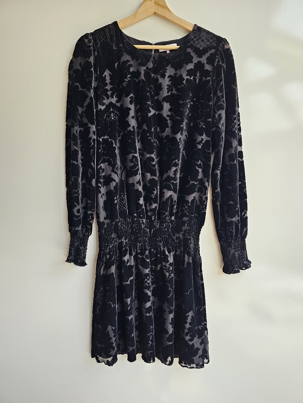 Parker Carmindy Black Burnout Velvet Drop Waist Mini Dress Whimsigoth M